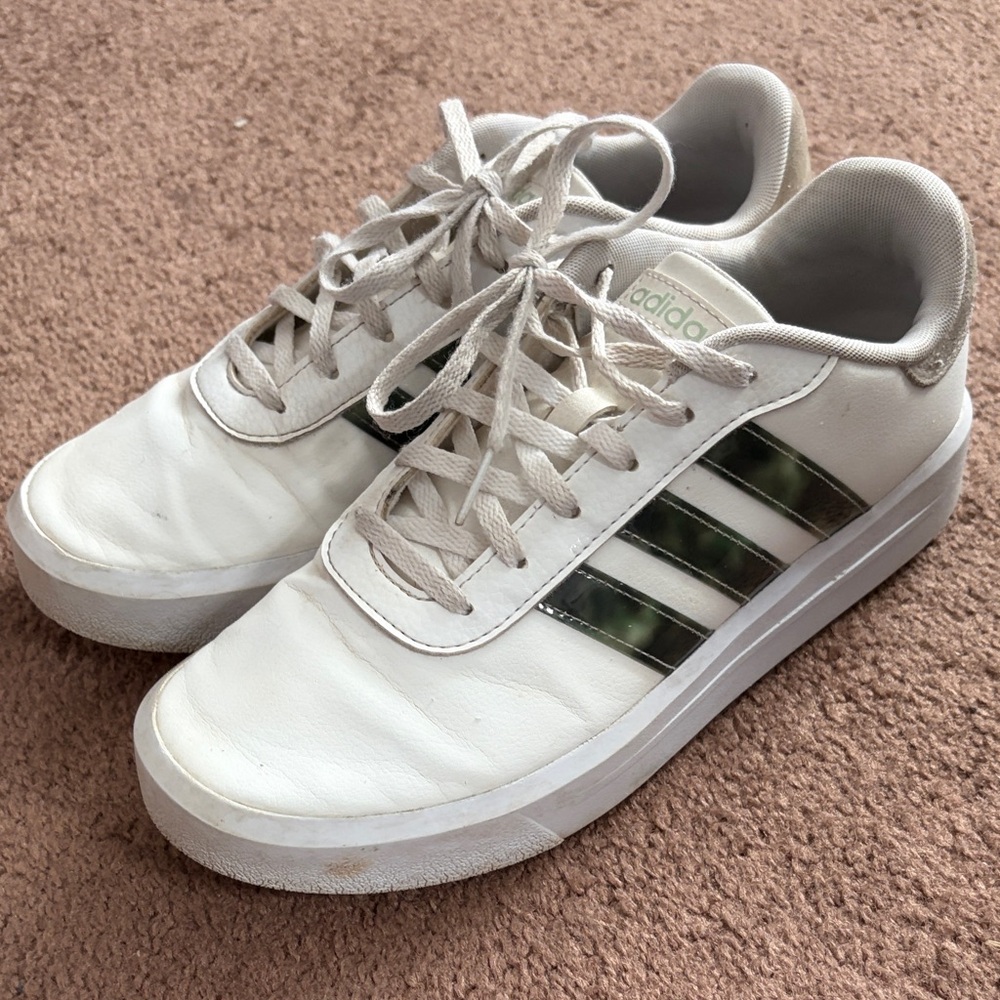 Adidas White and Black Striped Shoes